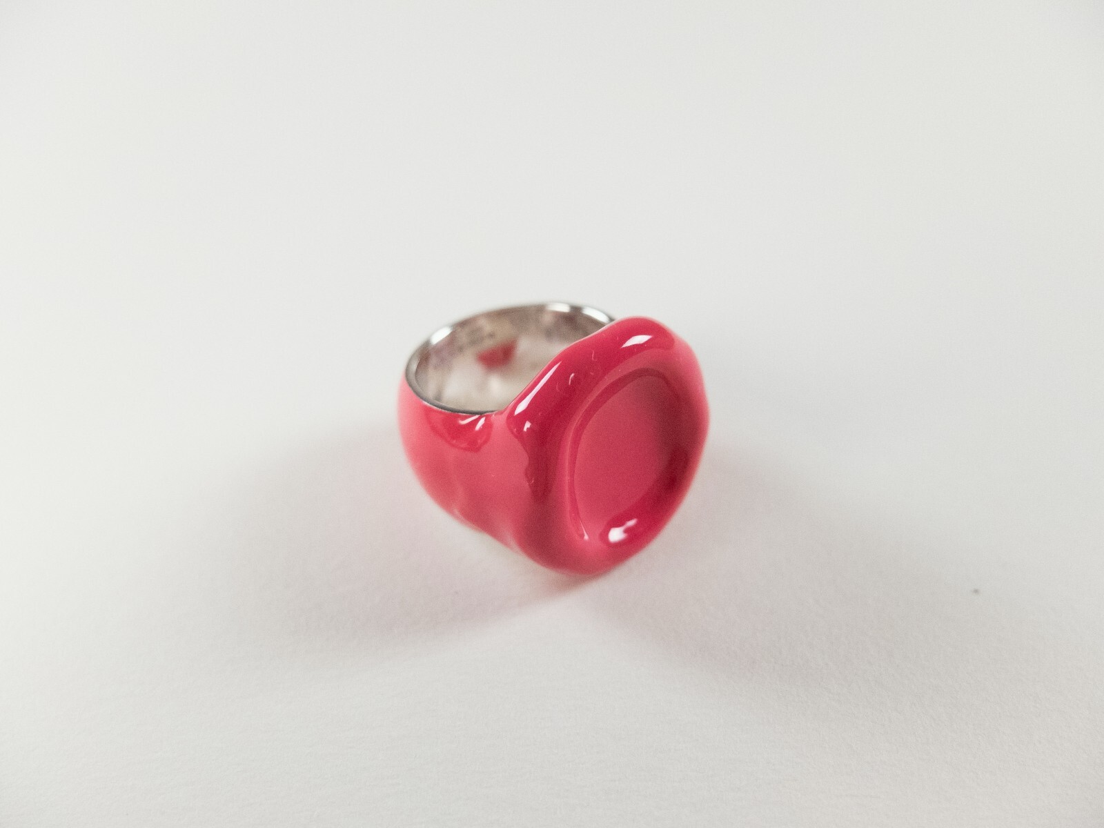 (NO CUSTOMS TAX) BOTTEGA VENETA Seal pink silver stamp shape ring 7 US / 15 IT