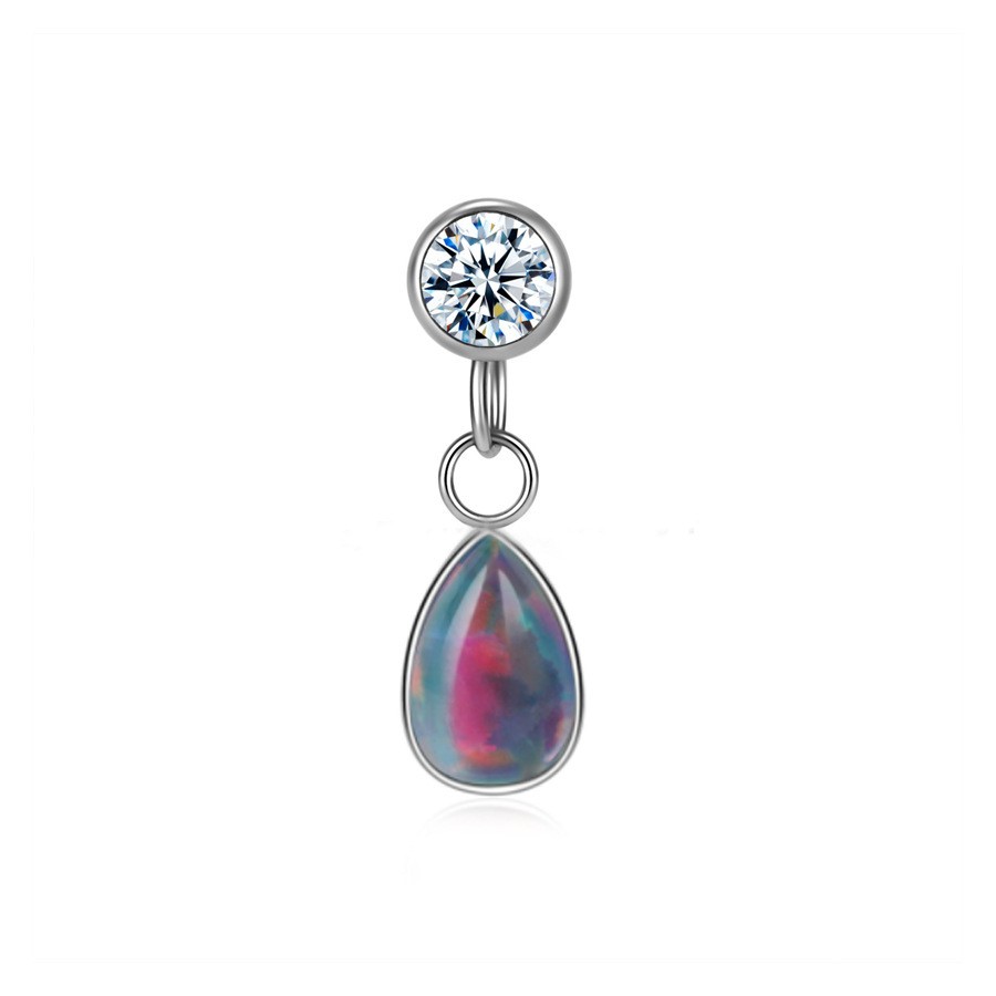 G23 Titanium Internally Threaded Opal Ear Stud Cartilage Helix Tragus Piercing