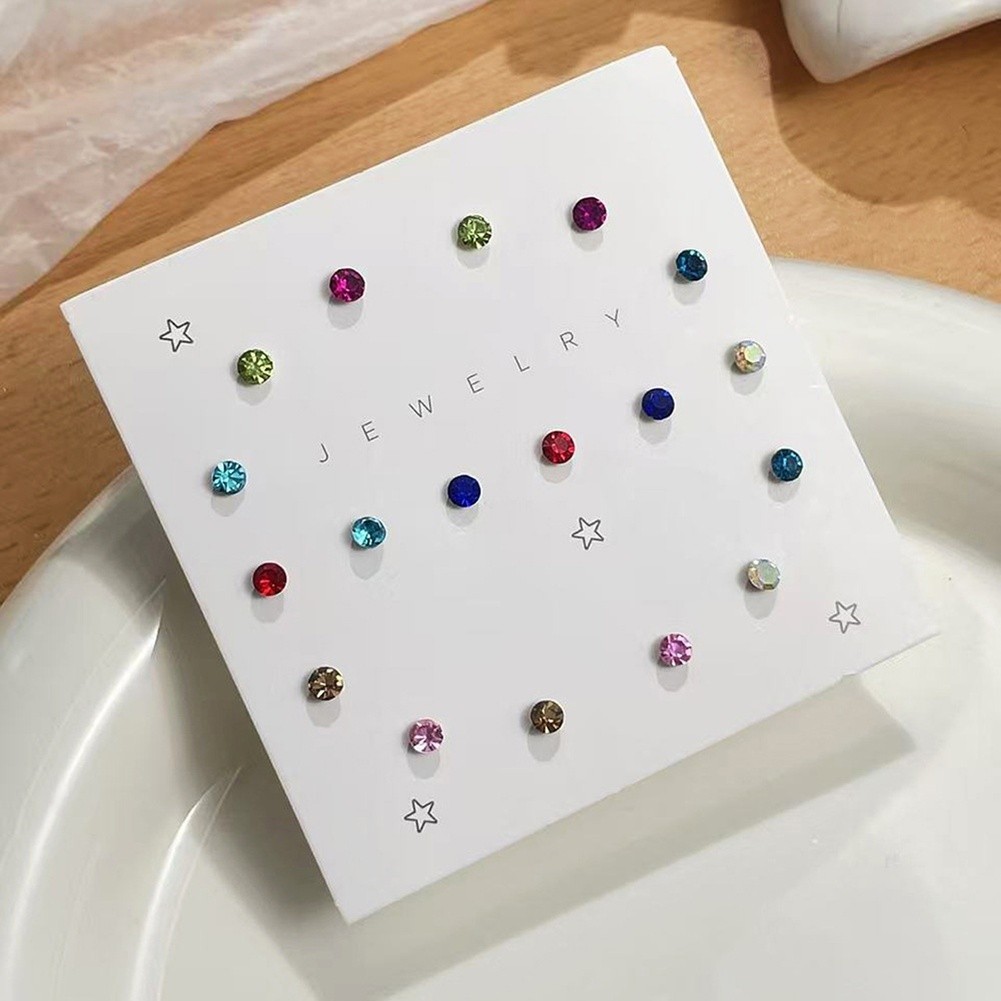 Geometric Zircon Stud Earrings Set for Everyday Wear Resin Plastic Card