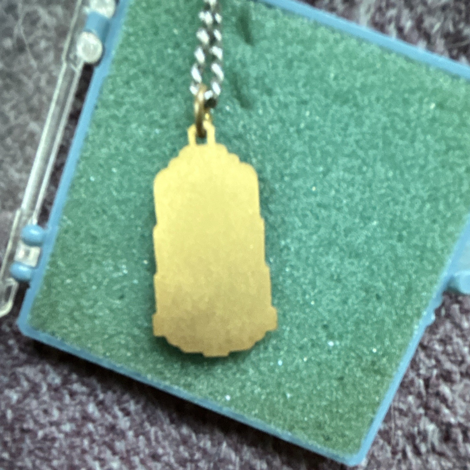 Bookkeeping Charm Pendant Necklace Gold-Tone Rectangle on Silver Ball Chain