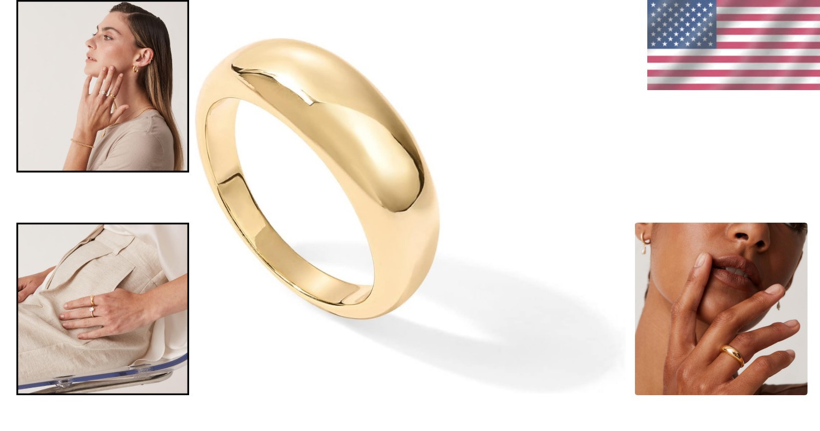 Sustainable 14K Gold Plated Chunky Dome Ring – Perfect Gift for Any Occasion
