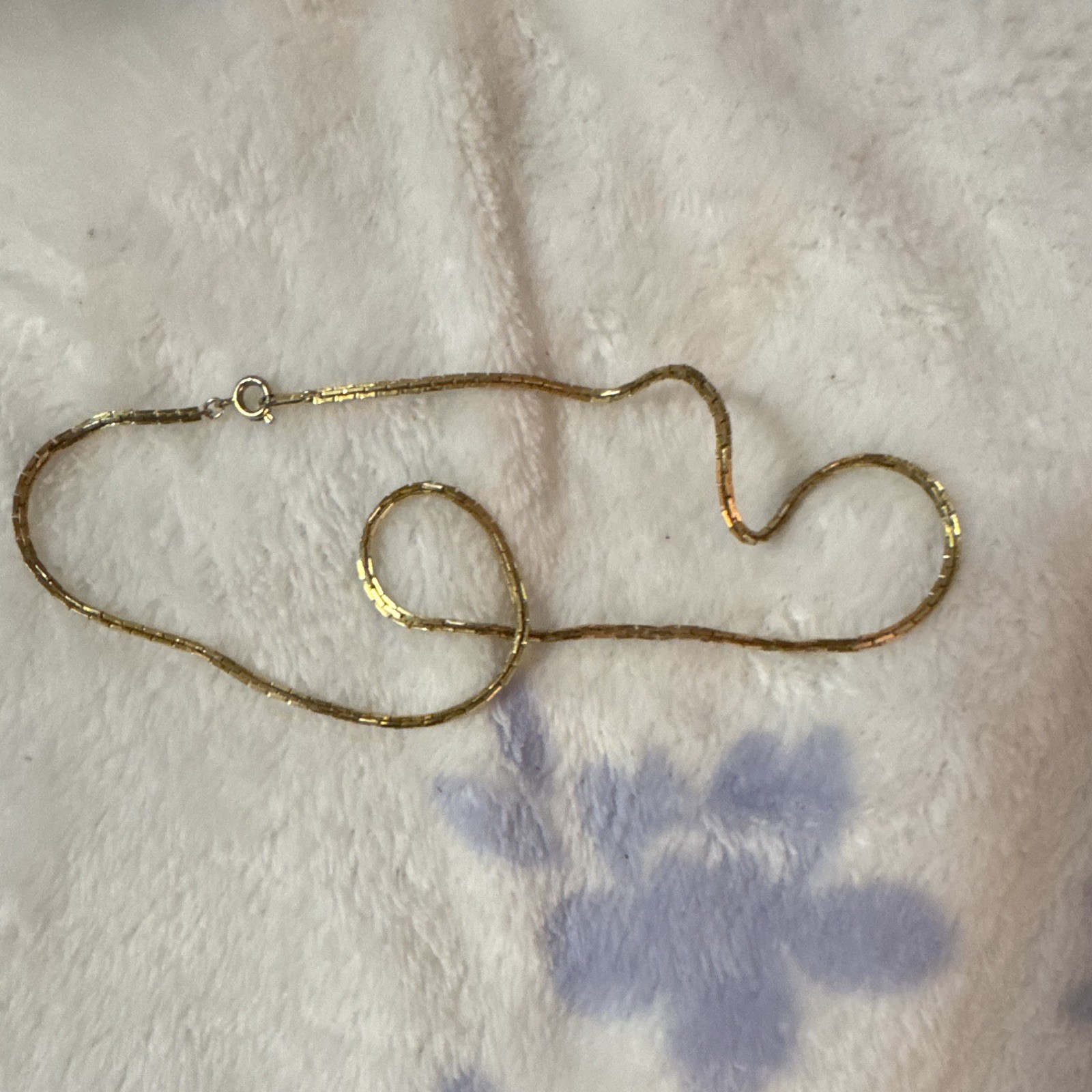 Gold Tone Box Chain Necklace Spring Ring Clasp Signed Korea-Sourced