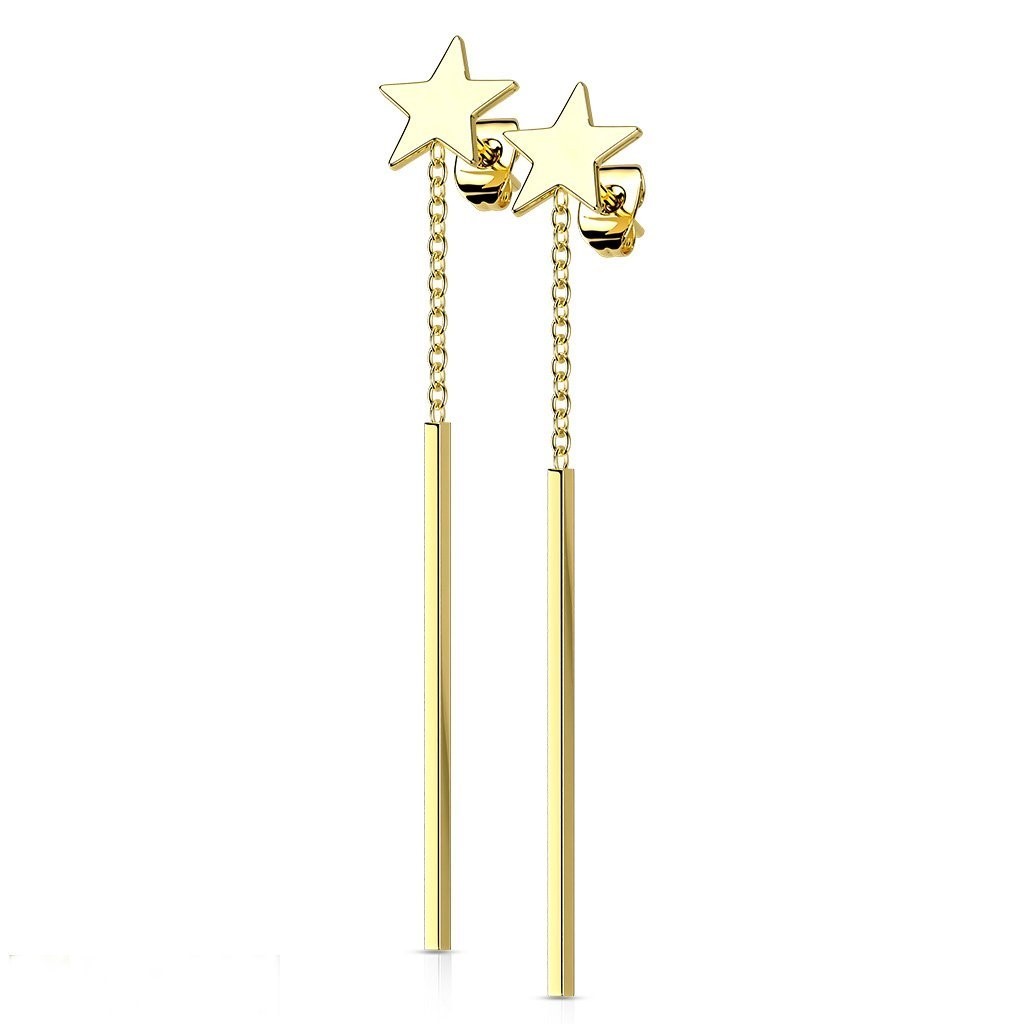 Star Stud Earrings Yellow Gold PVD Hypoallergenic Stainless Surgical Steel
