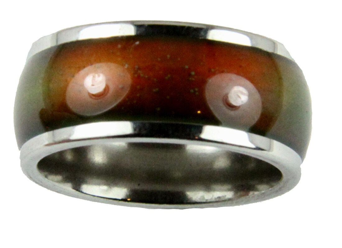 10mm Solid Heavy Stainless Steel Mood Ring Hypersensitive Color 70’s Look Nice