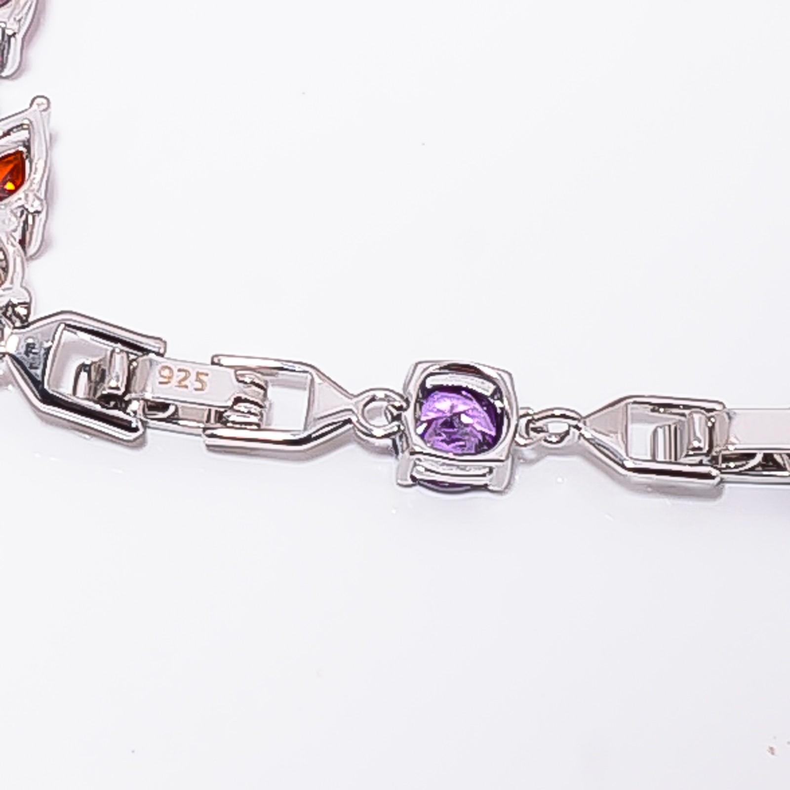 Multi Sapphire -Simulated, CZ 925 Sterling Silver Adjustable Bracelet 7-8″ B530