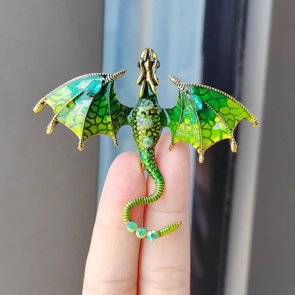 1pc Dragon Brooch Pin Enamel Crystal Animal Badge Jewelry Gift – Animal Pins