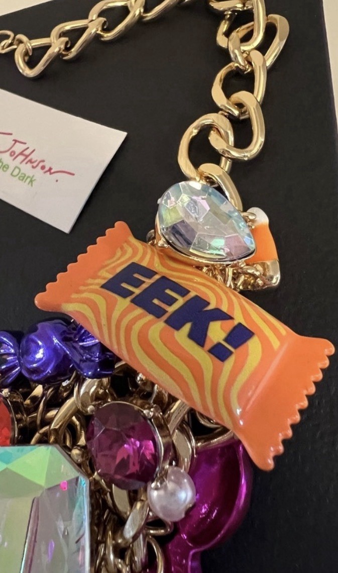 Betsey Johnson Necklace Halloween Candy Statement Chunky Charms Glow In Dark NWT