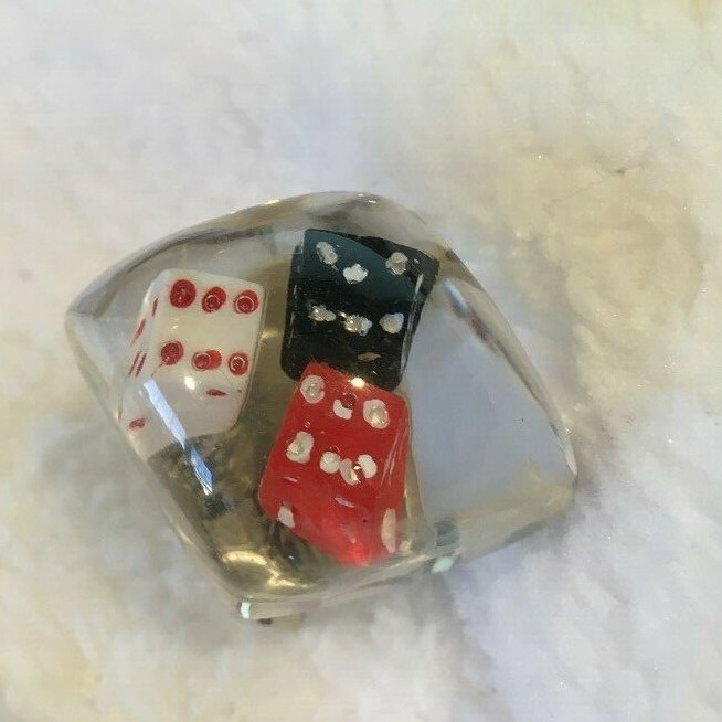 Lucite Dice Translucent Ring Adjustable Band