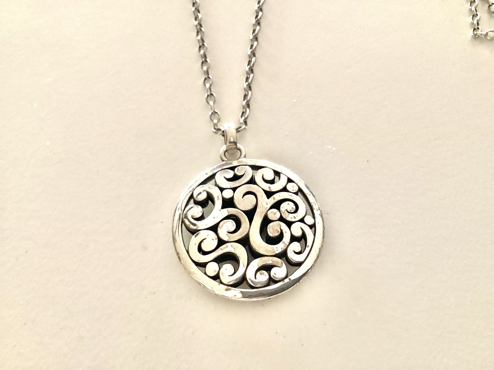 Brighton Contempo Round Pendant On Convertible Necklace Silver