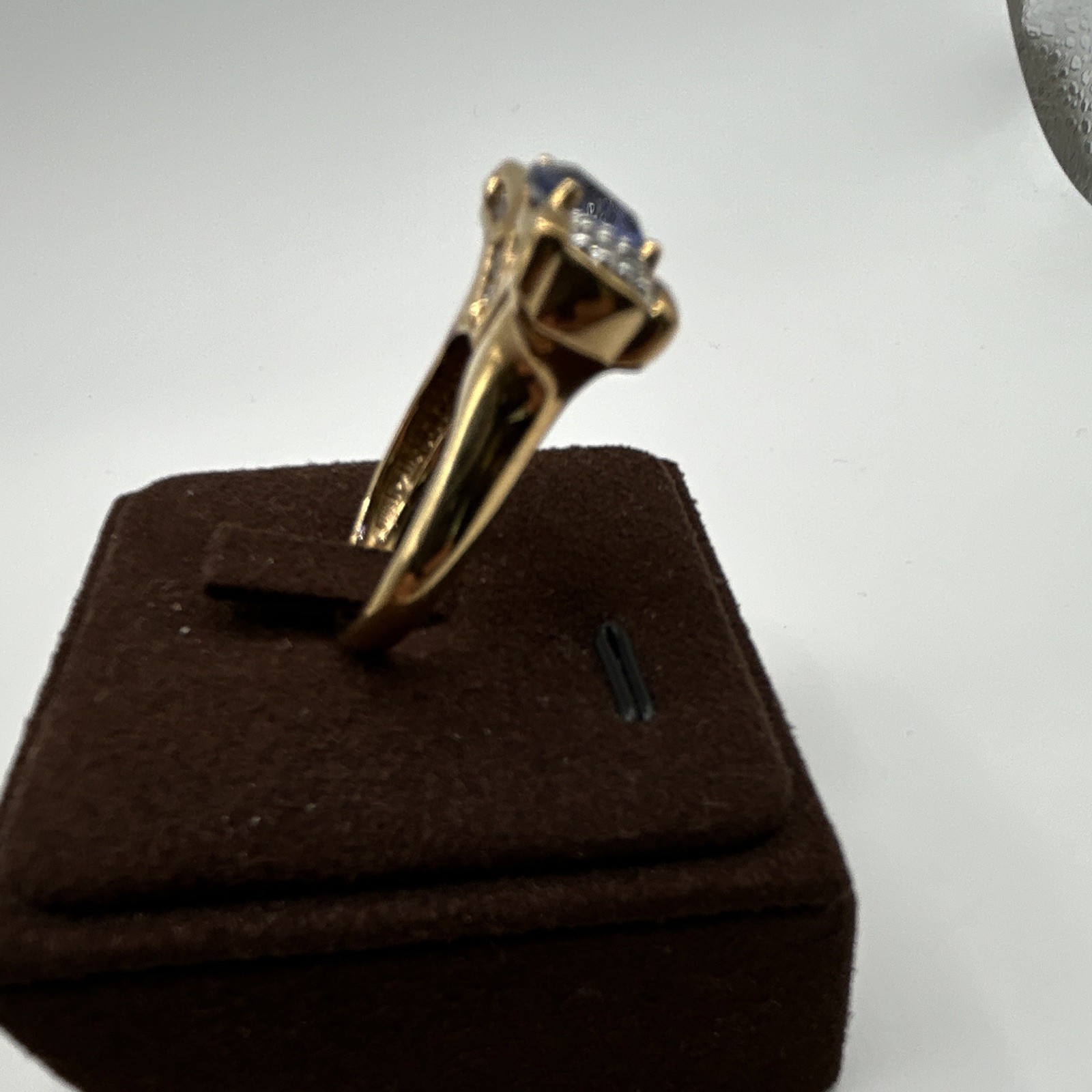 Ring Sterling Silver Gold Plated Blue Tanzanite 9.75mm