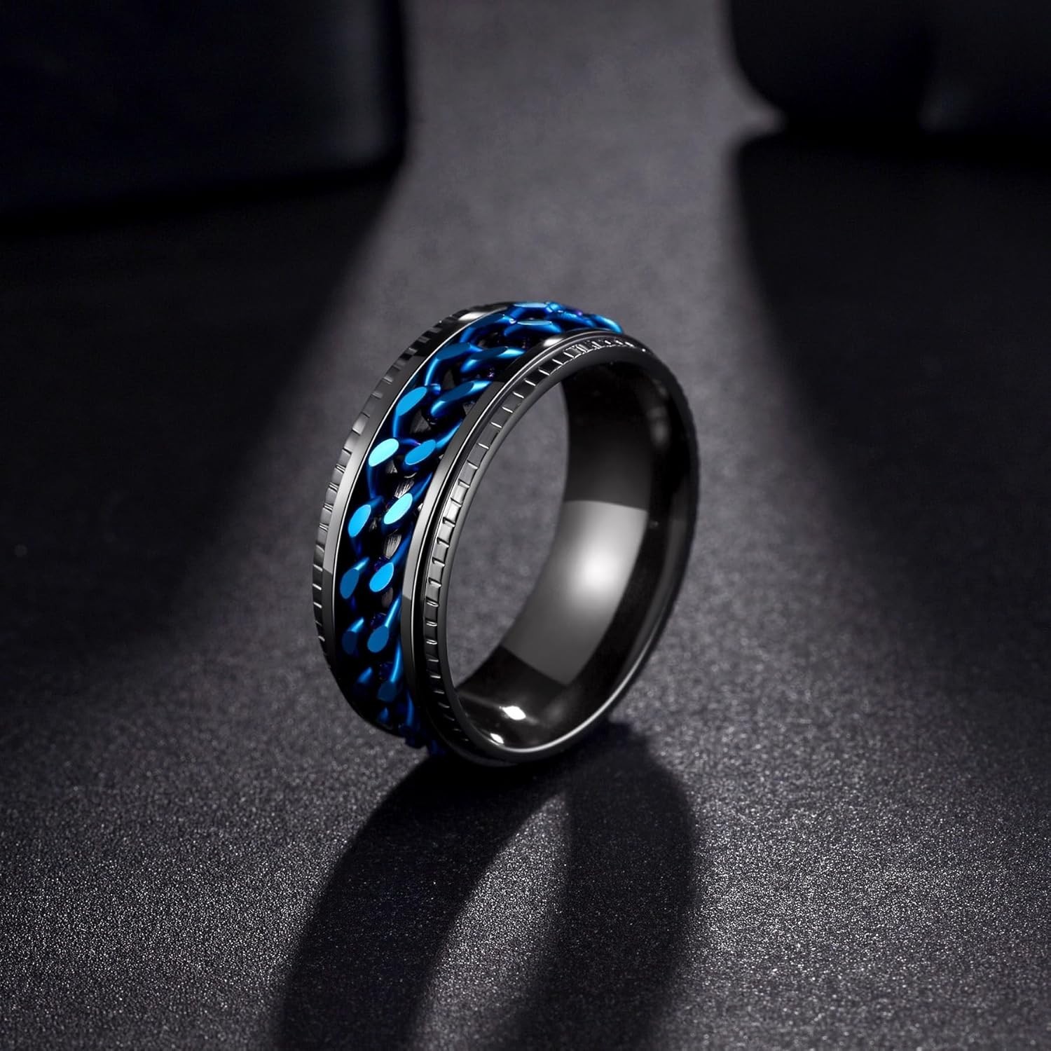 Mens Fidget Rings Anxiety Rings for Men Womens Chain Spinner Rings for Adults…
