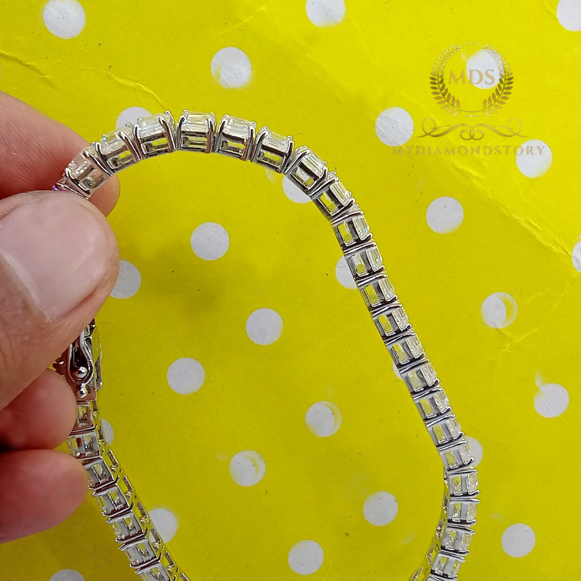 7′ Inch Long Tennis Wedding Bracelet 7 CT Asscher Cut VVS1 Solid 14K White Gold