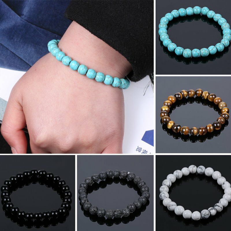 7 Chakra Healing Beaded Bracelets Lava Rock Bangle Natural Stone Agate Jewelry