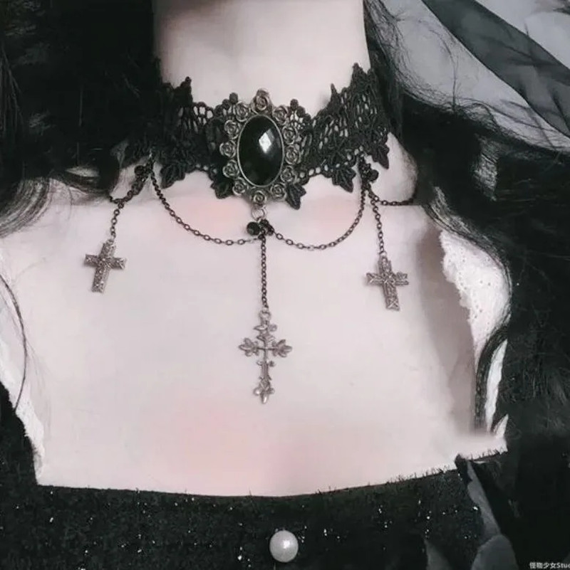 Lady Chokers Leaf Tassel Women Neck Jewelry Accessory Girl Lace Gothic Vintage S