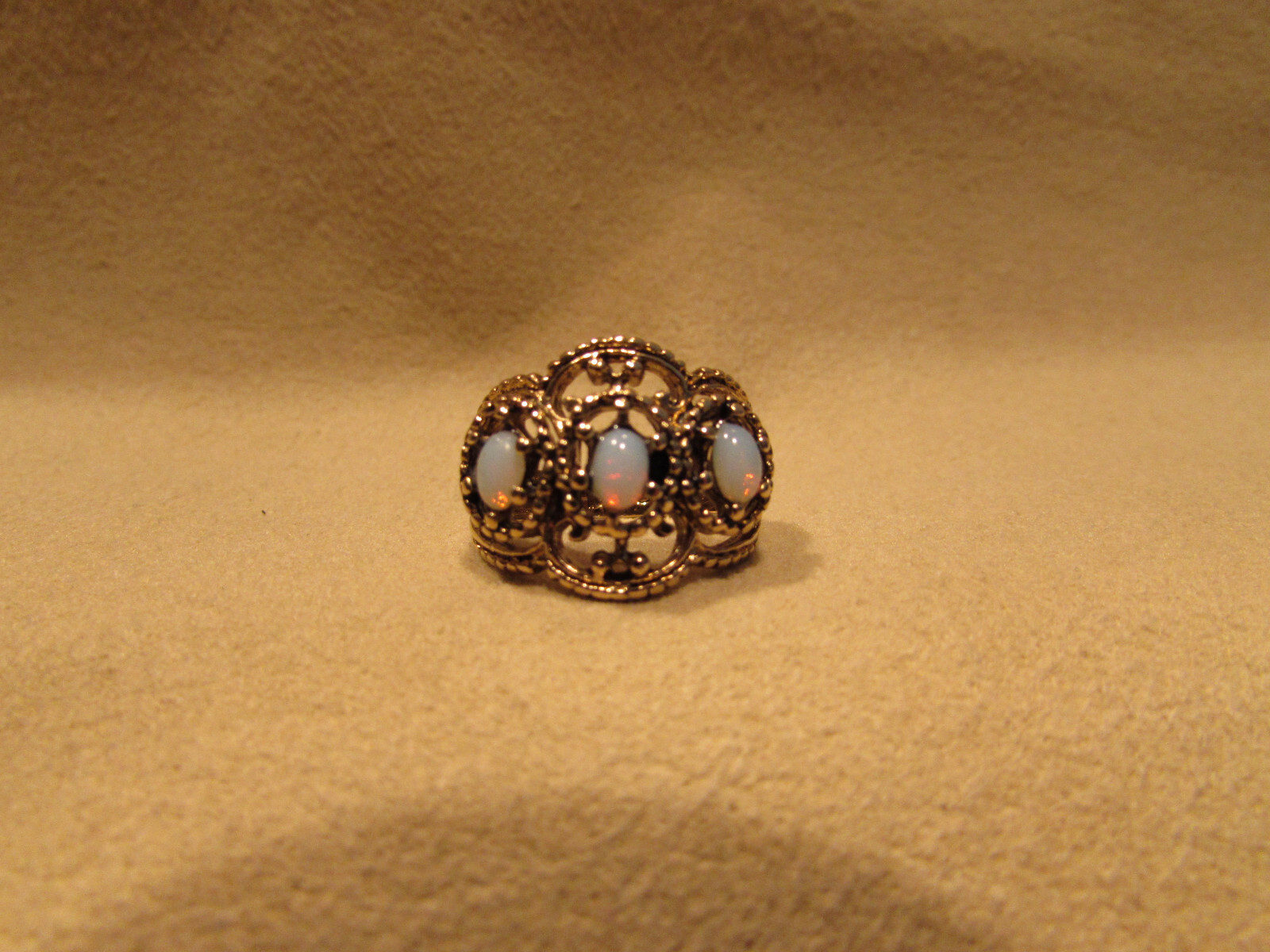 Yellow Electroplated Synthetic Opal Lady Fashion Ring