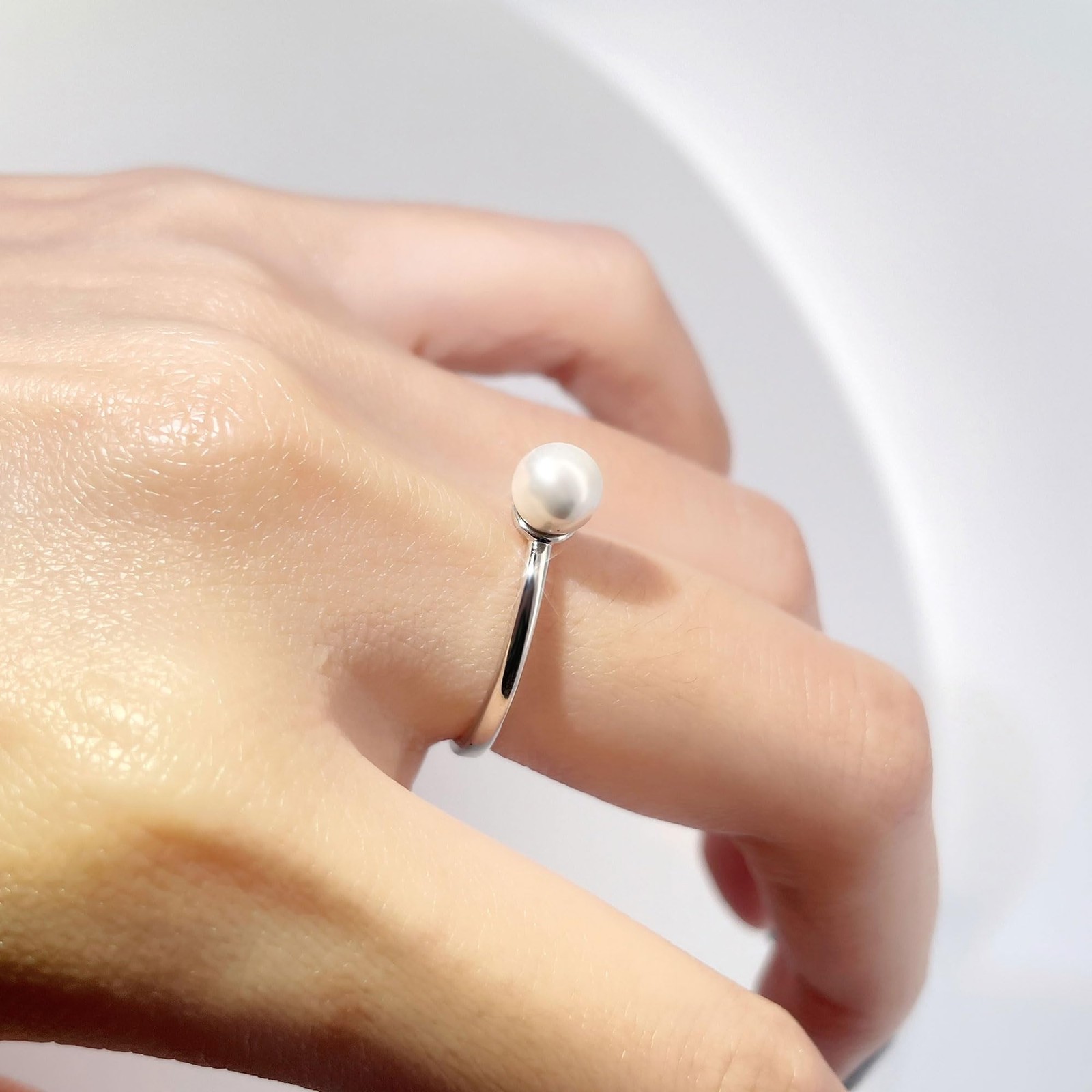 Warm Fortune Single Pearl Promise Ring for Her – 18K Gold Plated, Stackable Gift