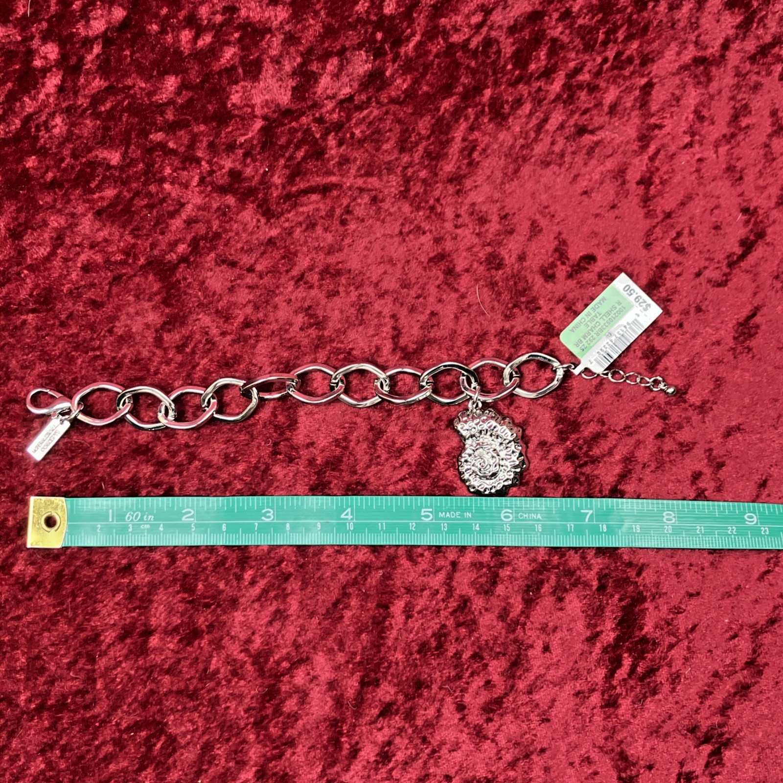 I.N.C. International Concepts Rhodium-Plated Shell Charm Link Bracelet NWT $29
