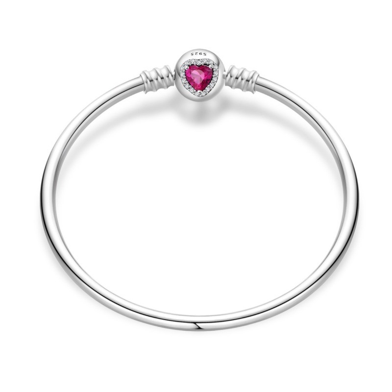 PANDACH 925 Sterling Silver Minimalist Pink Heart Girly Bracelets Jewelry Gifts