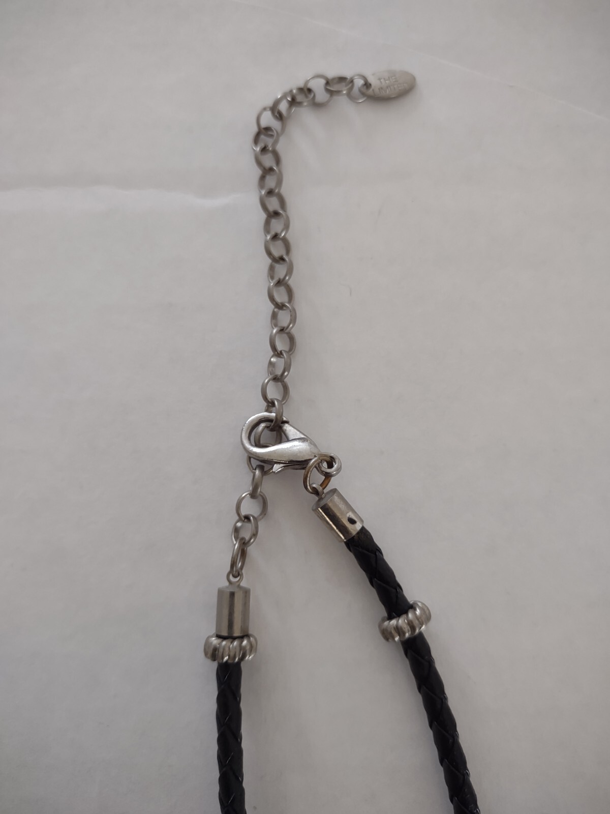 Vintage Silvertone Heart Pendant Choker Necklace Black Braided Leather Cord