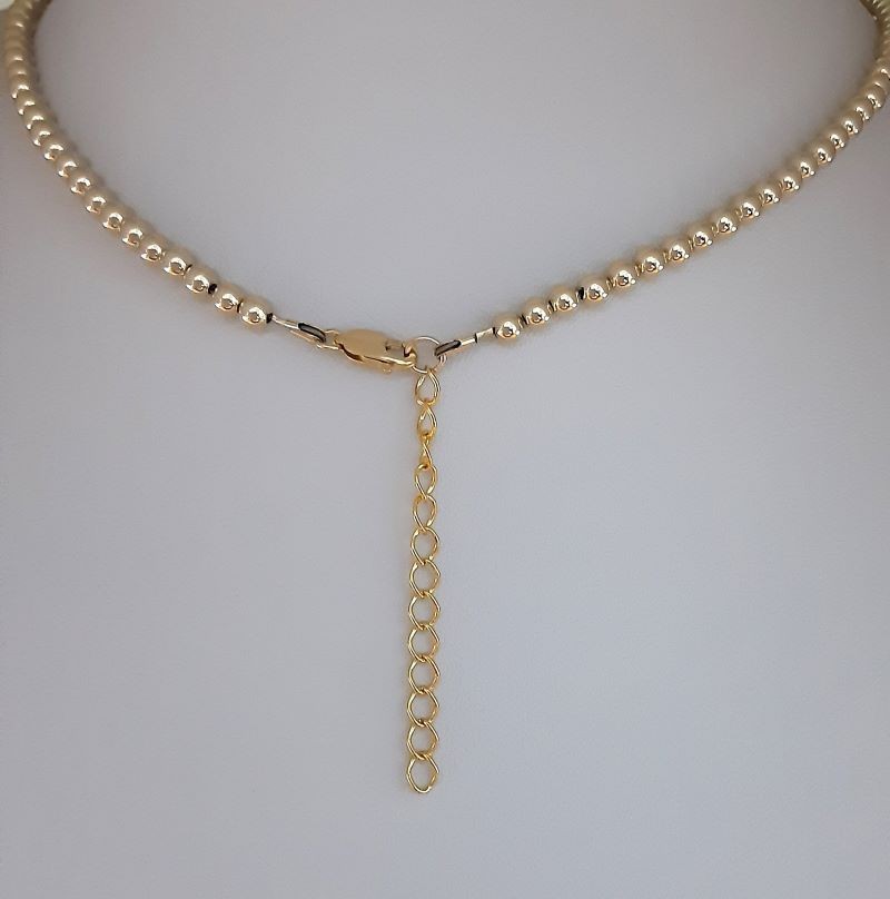 14k Gold Filled 4mm Beaded Ball Choker Necklace 40cms + 5cm Extenson Chain