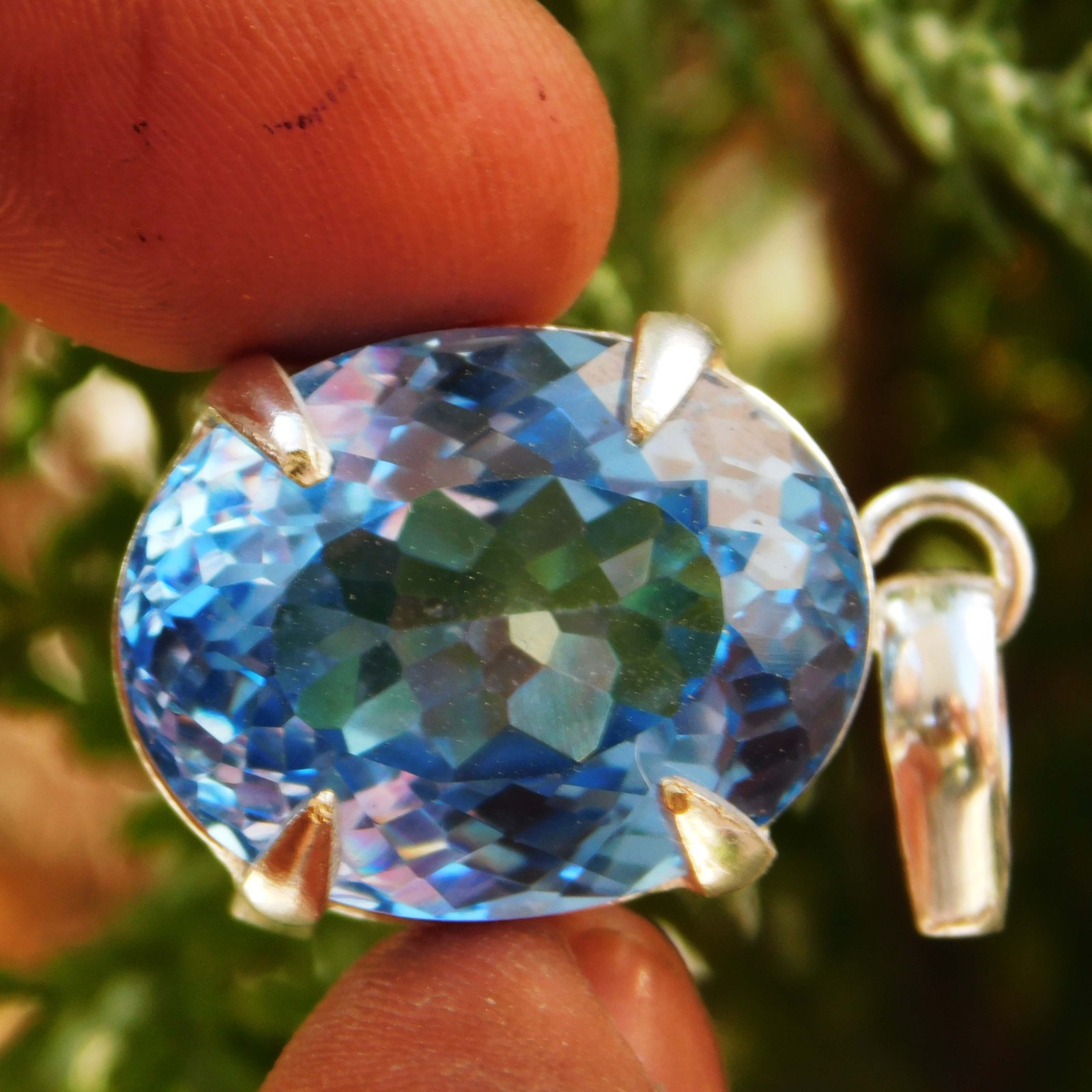 Natural 55.30 CT Certified Blue Sapphire Loose Gemstone Pendant 925 Solid Silver