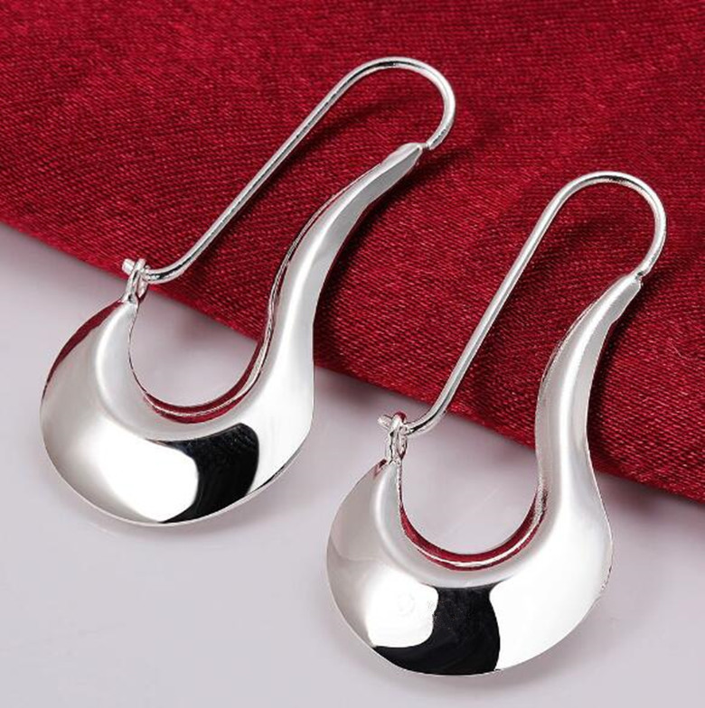 Women’s 925 Sterling Silver Elegant 50mm Oblong Hoop Pierced Earrings #E223
