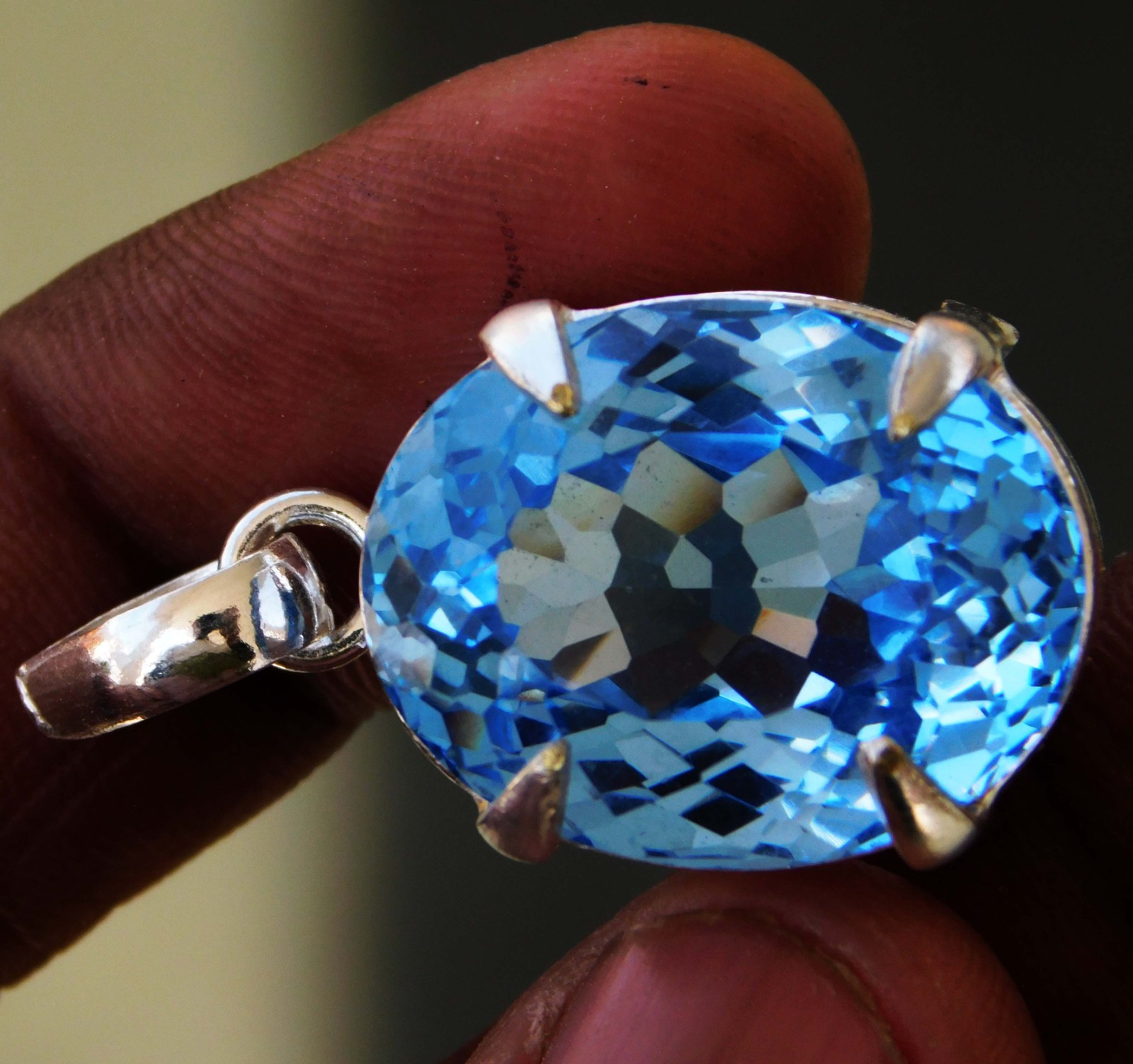 Natural 55.30 CT Certified Blue Sapphire Loose Gemstone Pendant 925 Solid Silver