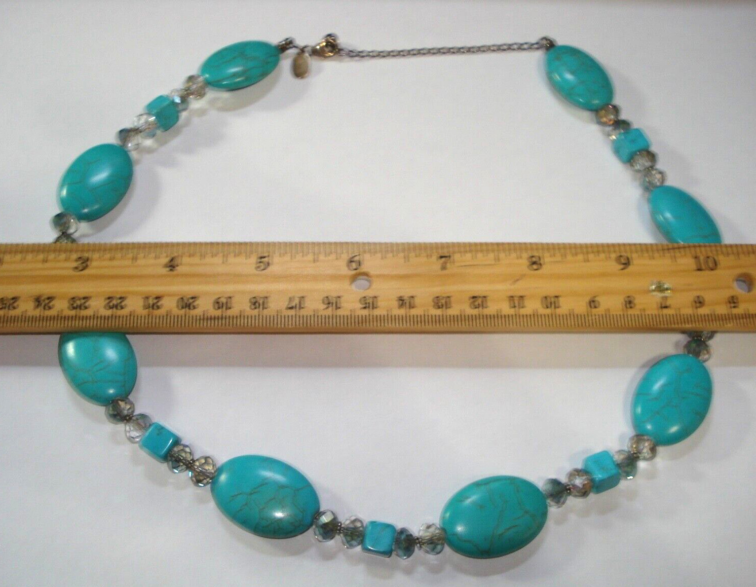 Donna Dressler 925 Sterling Silver AB Crystal -Turquoise Howlite Stone Necklace