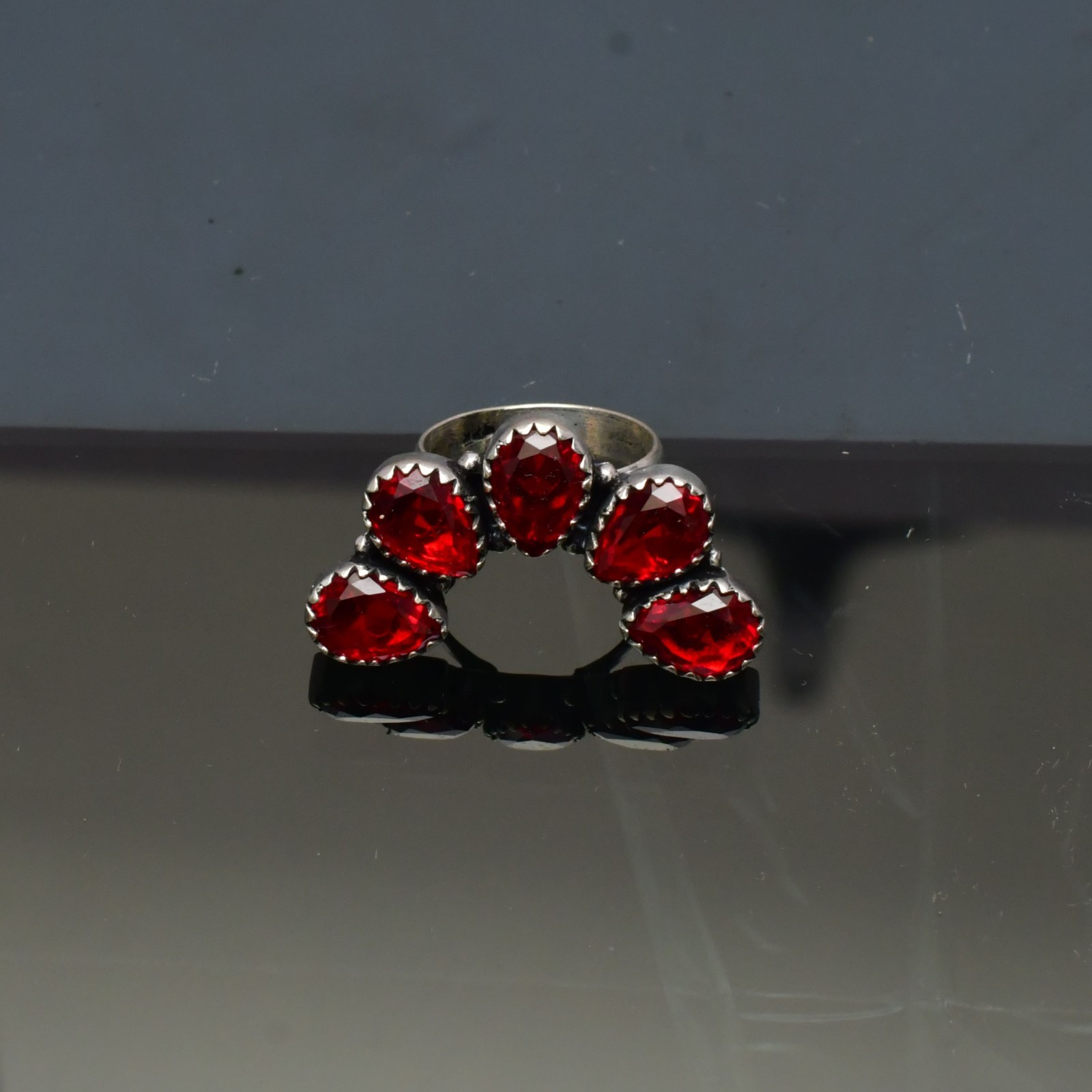 Garnet (Lab-Created)Gemstone 925 sterling silver Handmade Ring- All Size
