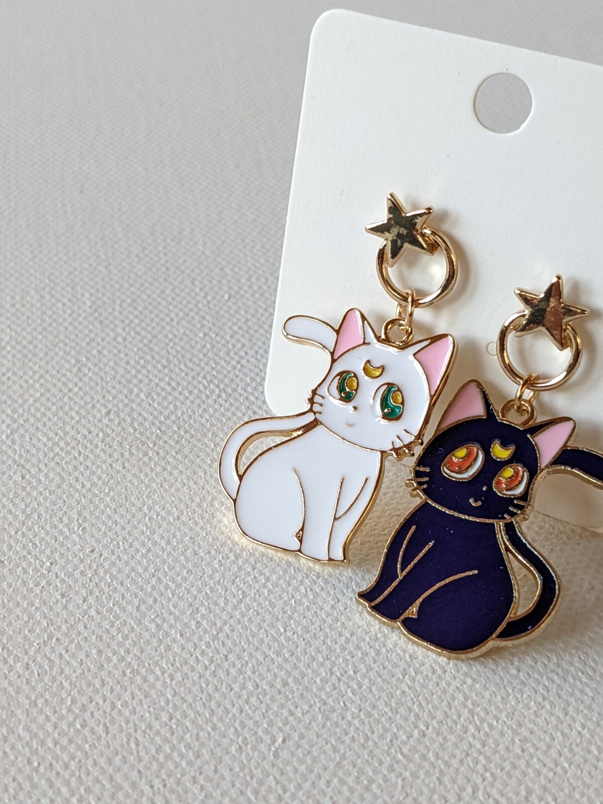 Sailor Moon Cat Luna & Artemis Women Earrings Casual Enamel Alloy Brass Stud