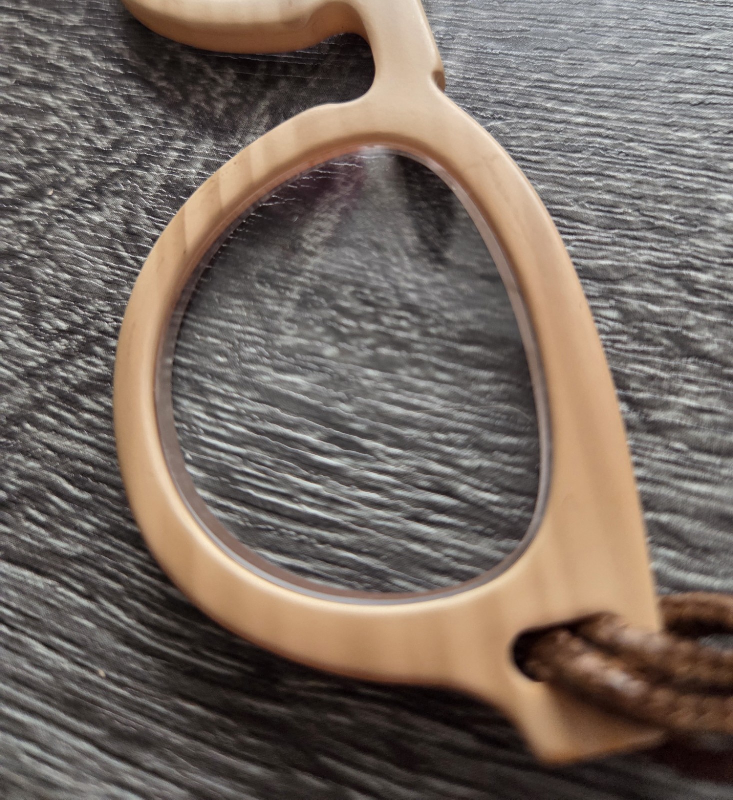 Reading Eyeglasses Charm Pendant Necklace Brown Beige Wood Look Adjustable Cord