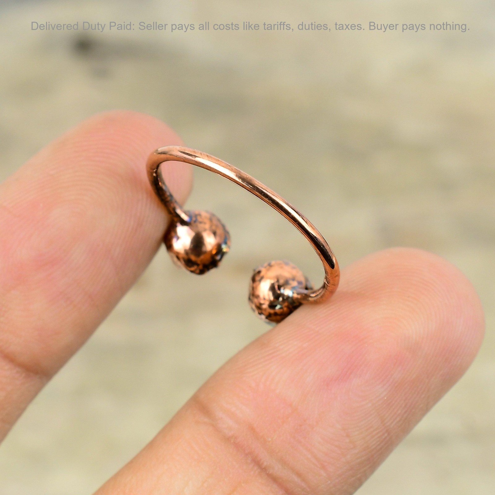 Christmas Sale Copper Natural Labradorite Electroformed Stackable Ring Jewelry