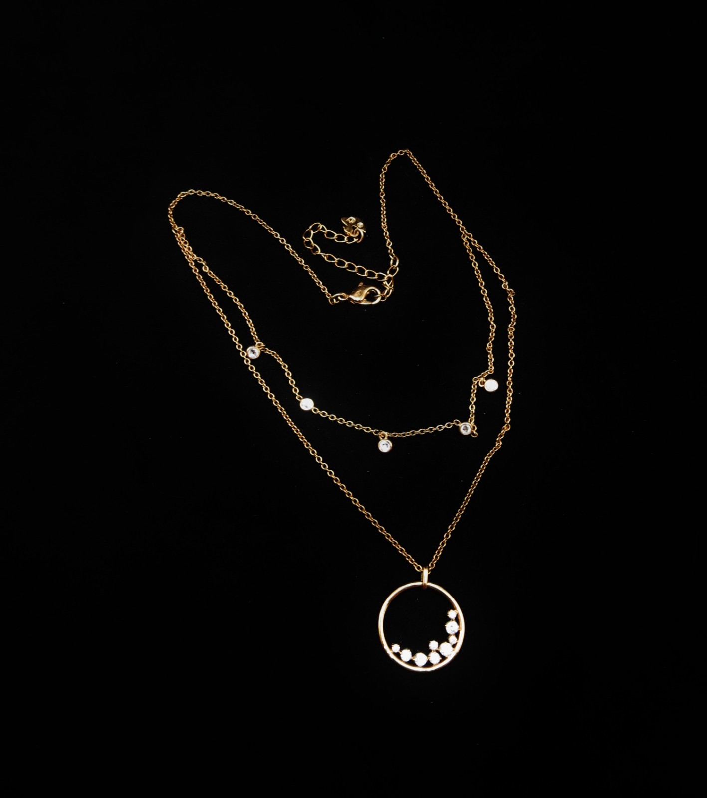 Swarovski Crystal North Collection Rose Gold Tone Layered Disc Crystal Necklace