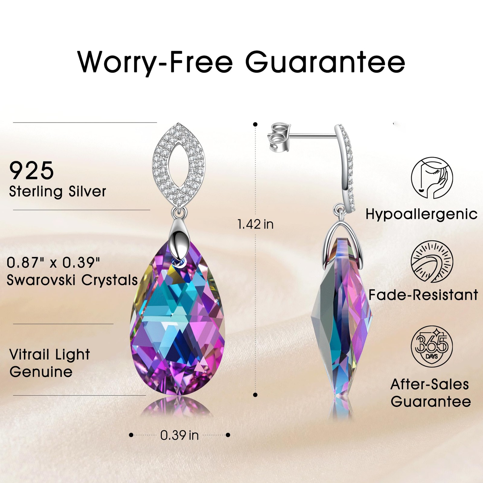 925 Sterling Silver Earrings for Women Created with Swarovski® Crystals, Whit…
