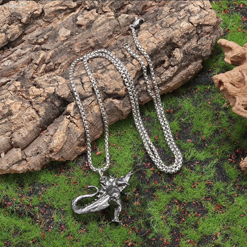 Godzilla Monster Jewelry Black Steel Sexy Dinosaur Movie Pendant Necklace