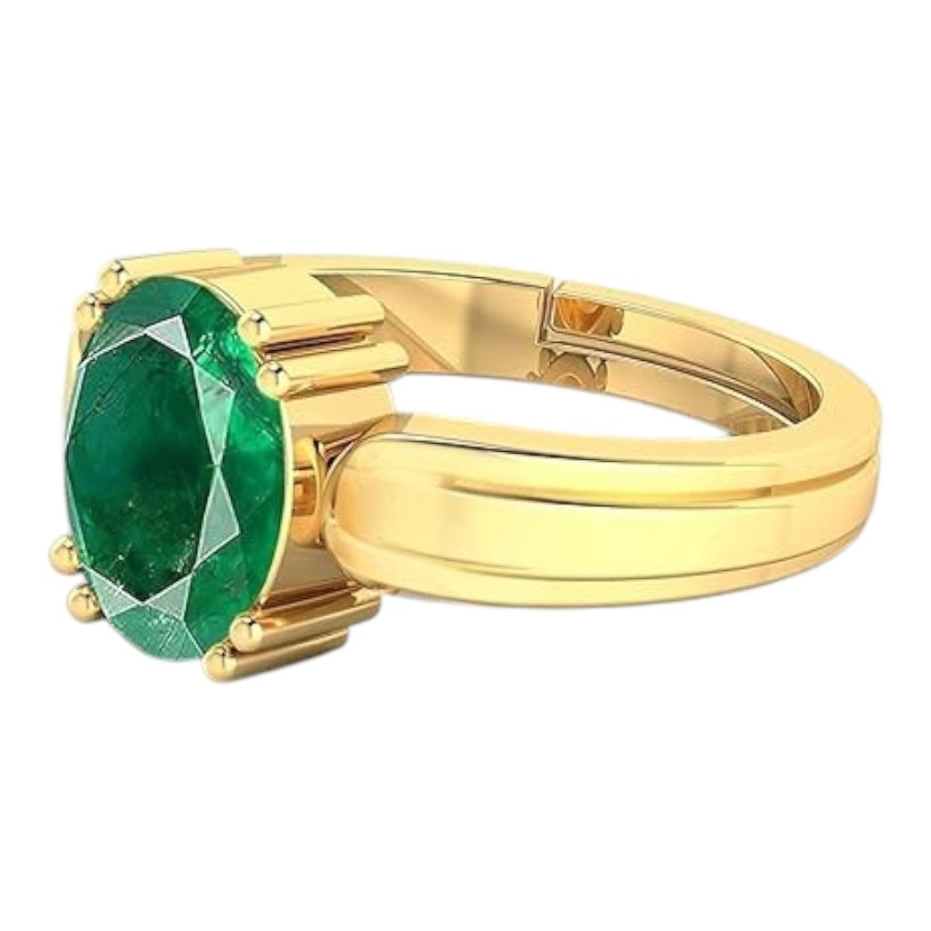 Certified 6.60 Ct Emerald Ring Natural Gold Plated Adjustable Men Women Gift