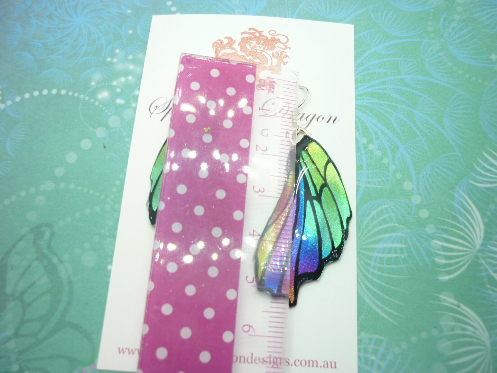Butterfly Wing Earrings Green Purple Rainbow – Fairy Jewellery, Fun Gift for