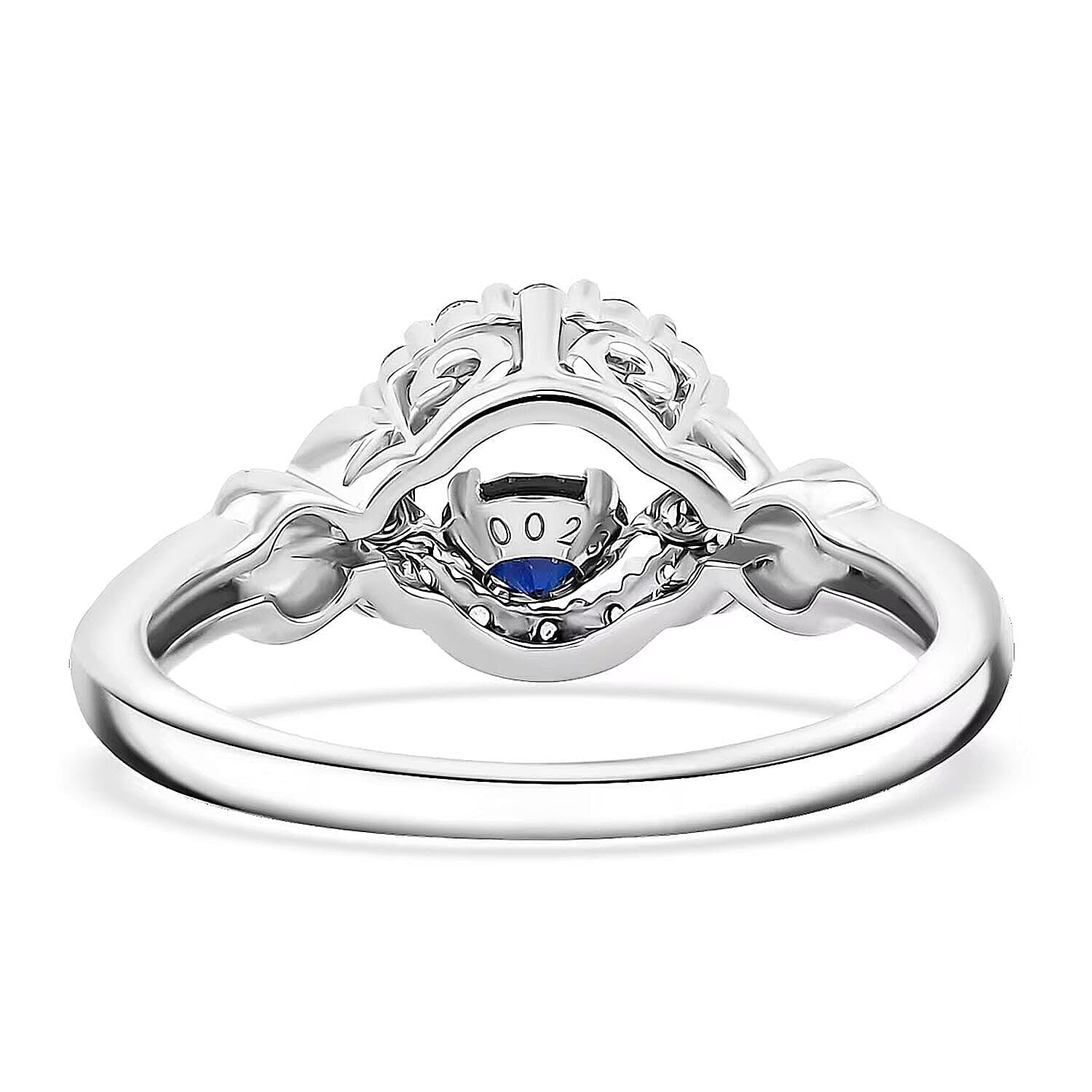 Lab Created Blue and White Sapphire Ring in Sterling Silver 1.00 ctw Size 7.0