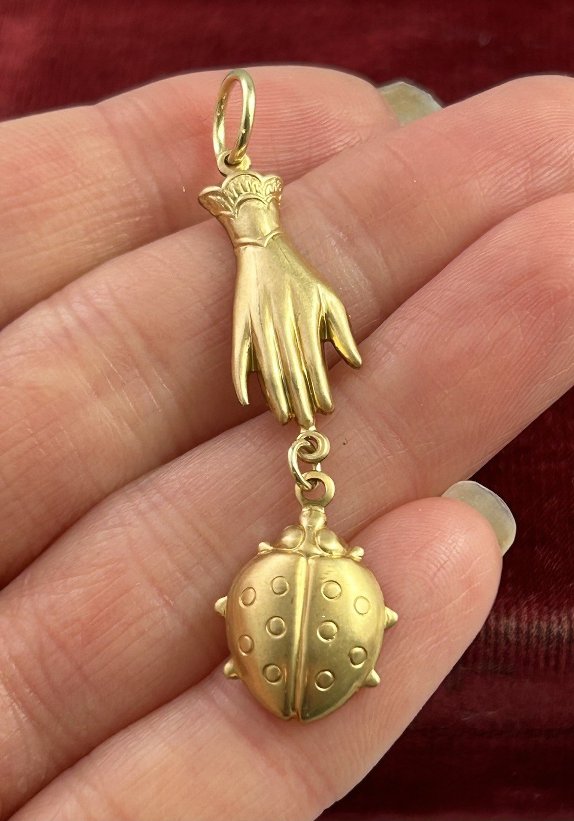 Ladybug Charm Pendant Victorian Hand Brass Stamping Good Luck Charm Jewelry