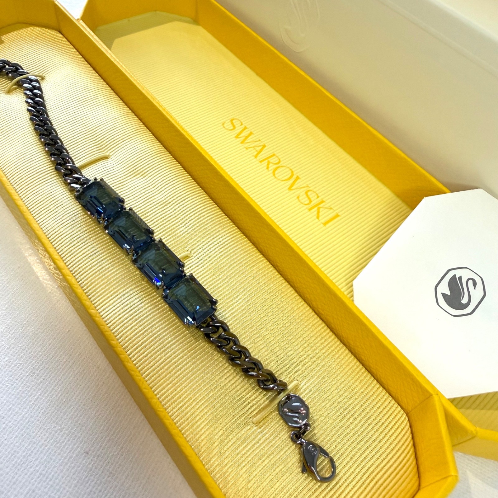 NEW SWAROVSKI Millenia Bracelet Blue Octagon Cut Crystal Rhodium Finish 5671250