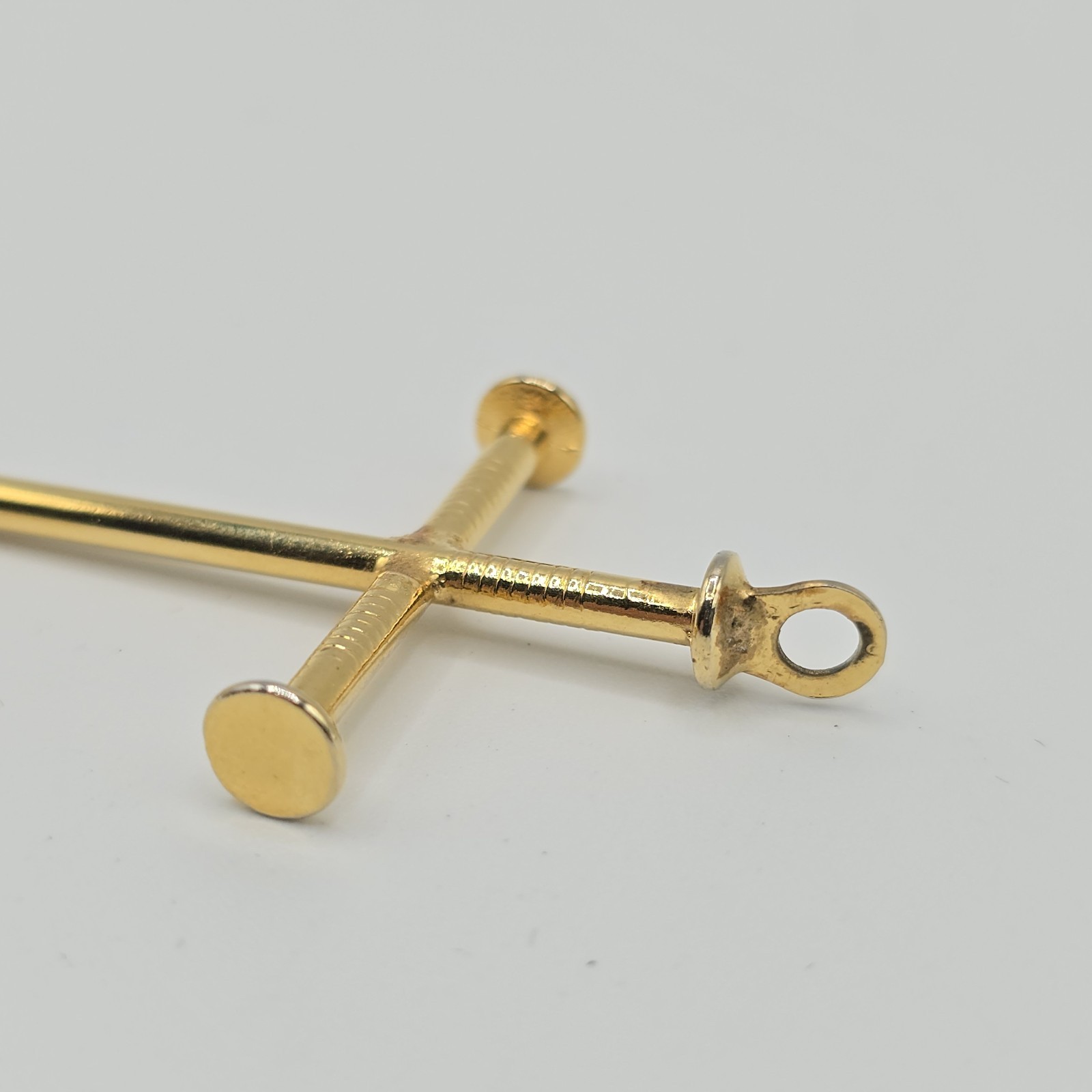 Three Nail Cross Gold Tone Pendant Christian Religious Jewelry 2.25″