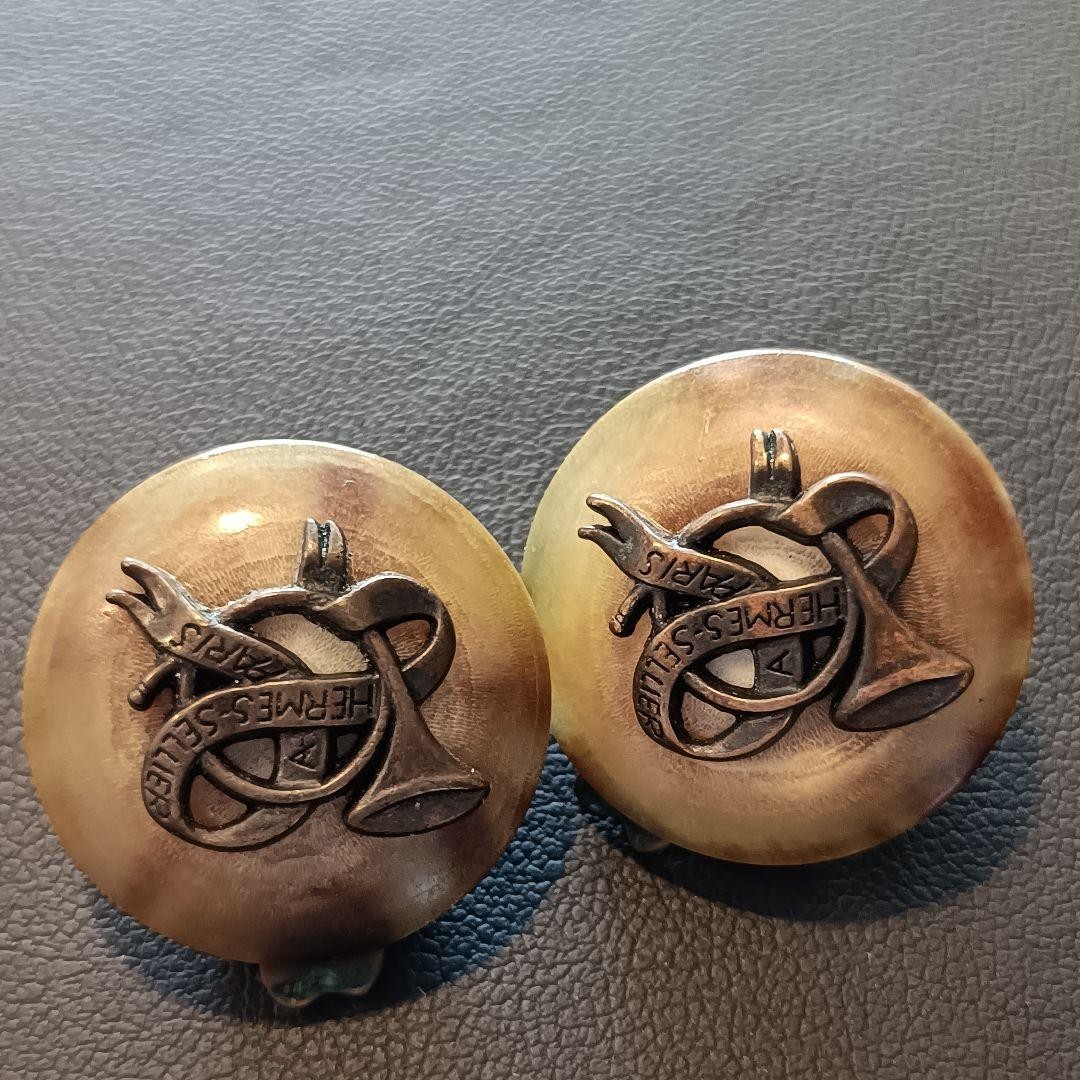 Hermes Earrings Bull Horn No Rear Stamp No Accessories