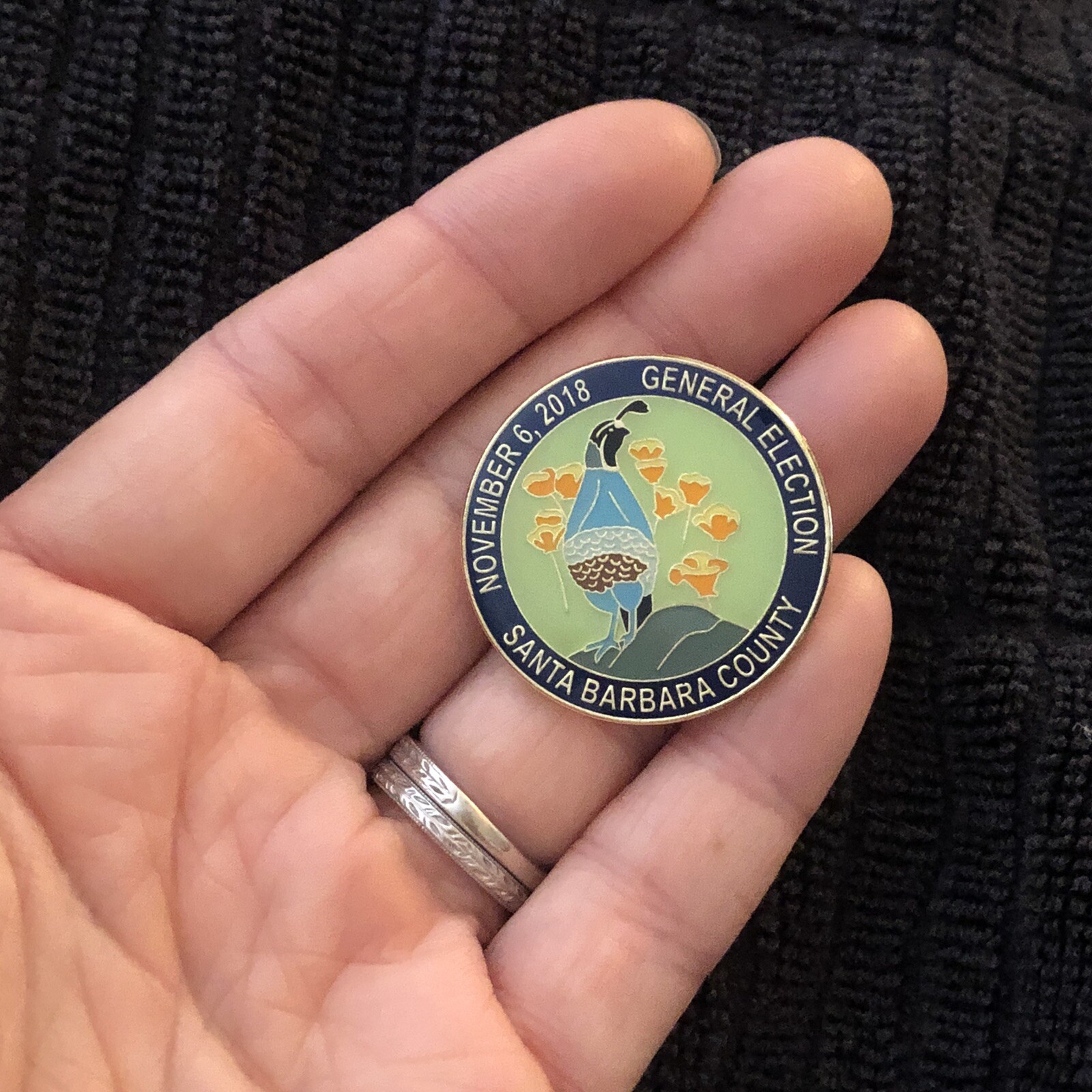 November 6 2018 General Election Santa Barbara County Enamel Pin