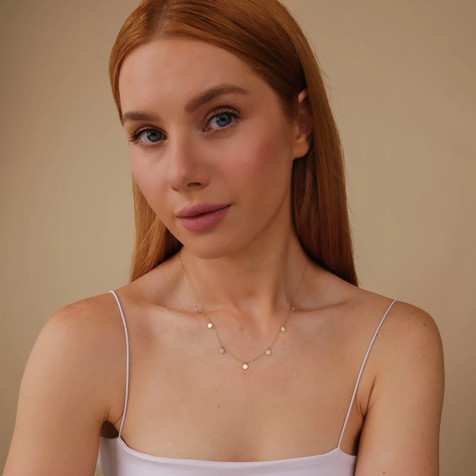 Lab Grown 1.00 Ct Round Cut EF VS Diamond Multi Charm Necklace in 14K Solid Gold