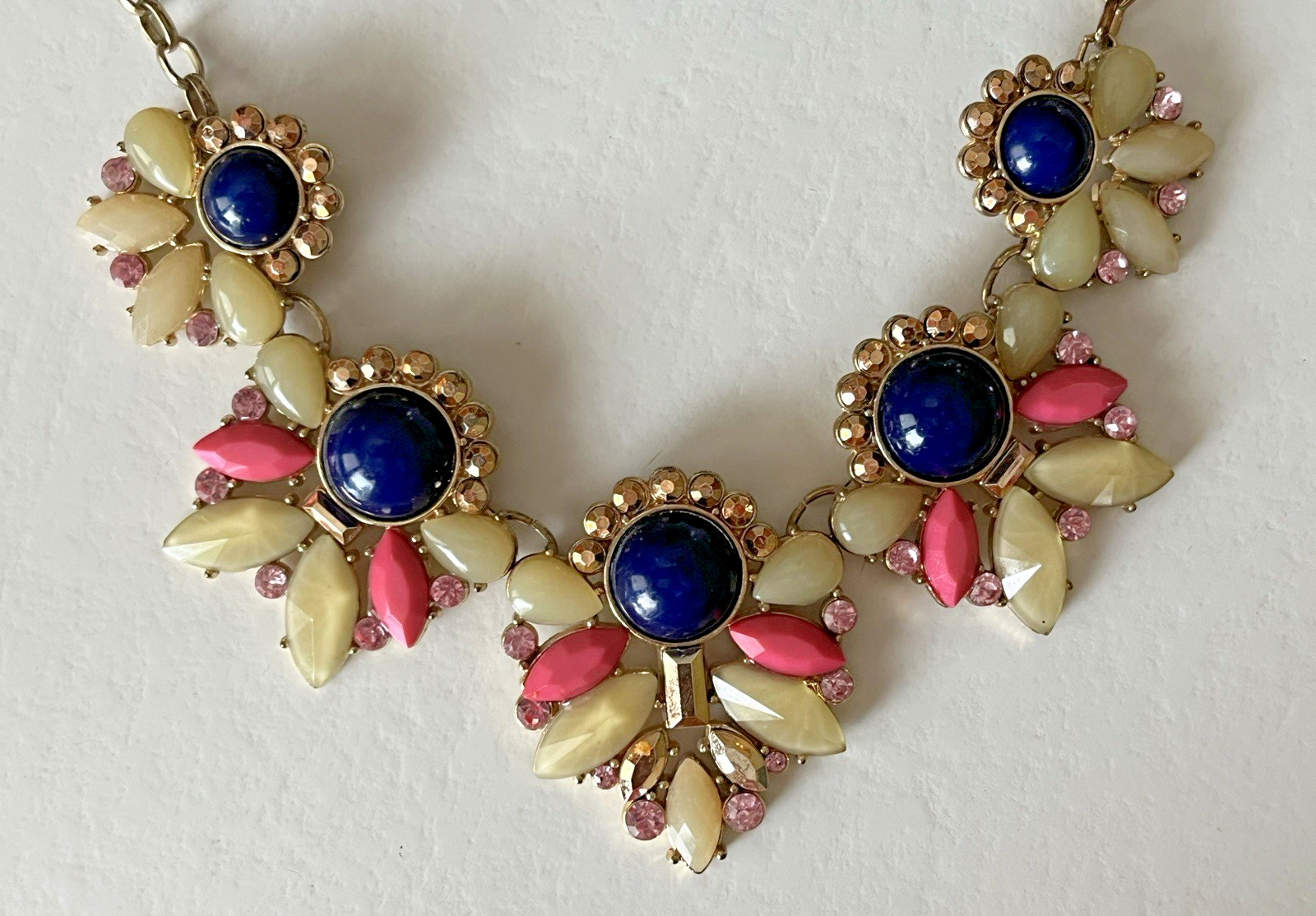 NY Gold Tone Multicolor Pendant Beaded Statement Necklace-17″=SEE DESCRIPTION