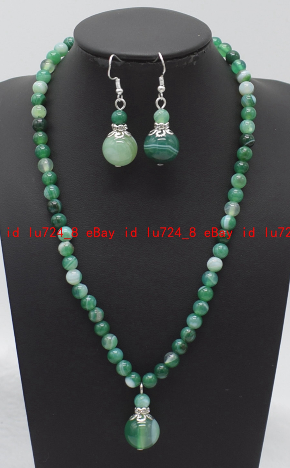 Fashion 6mm Natural Multicolor Gems Round Beads Pendant Necklace Earrings Set