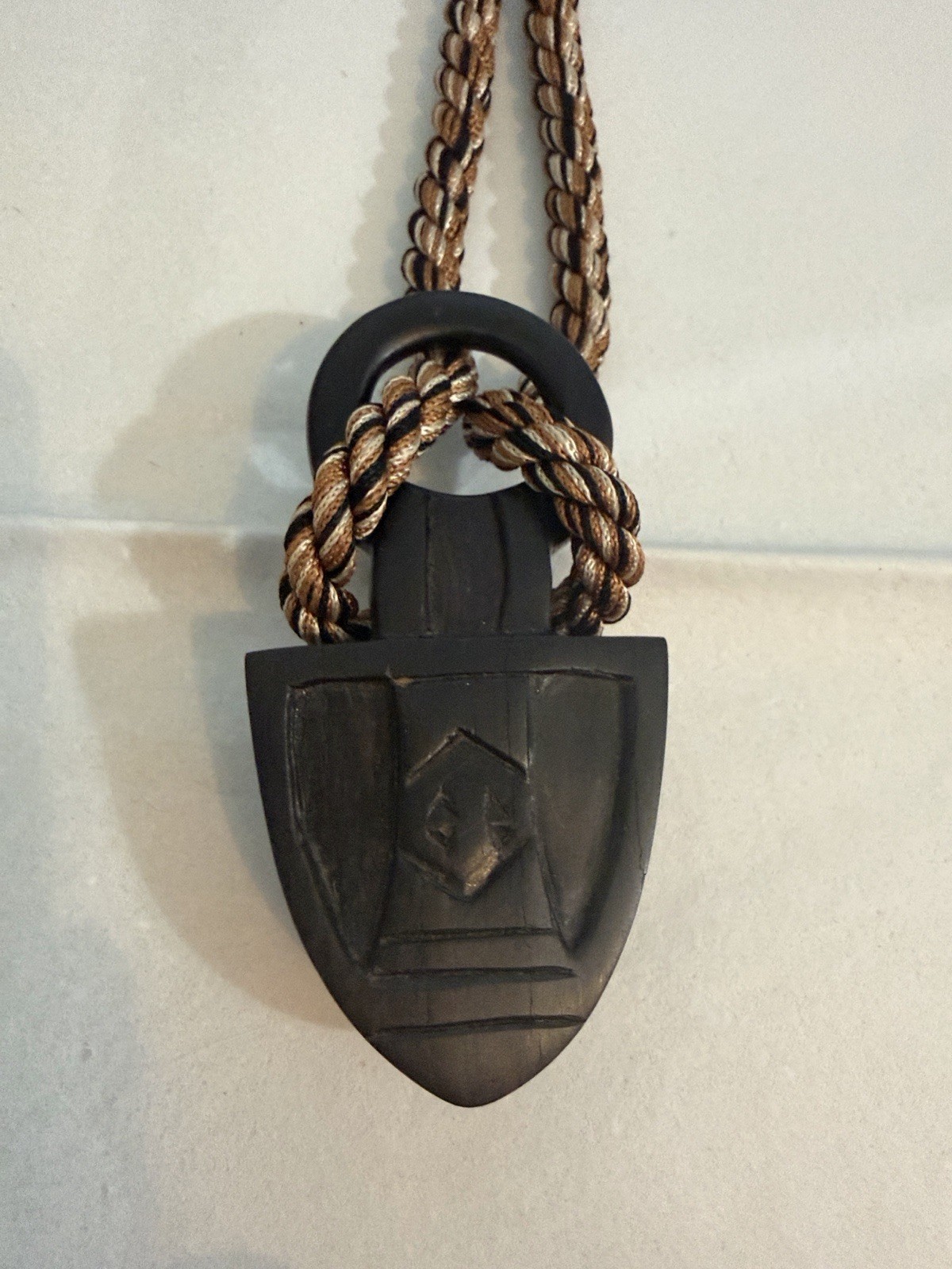 Dominique Aurientis Exotic Wood Rope Pendant Necklace