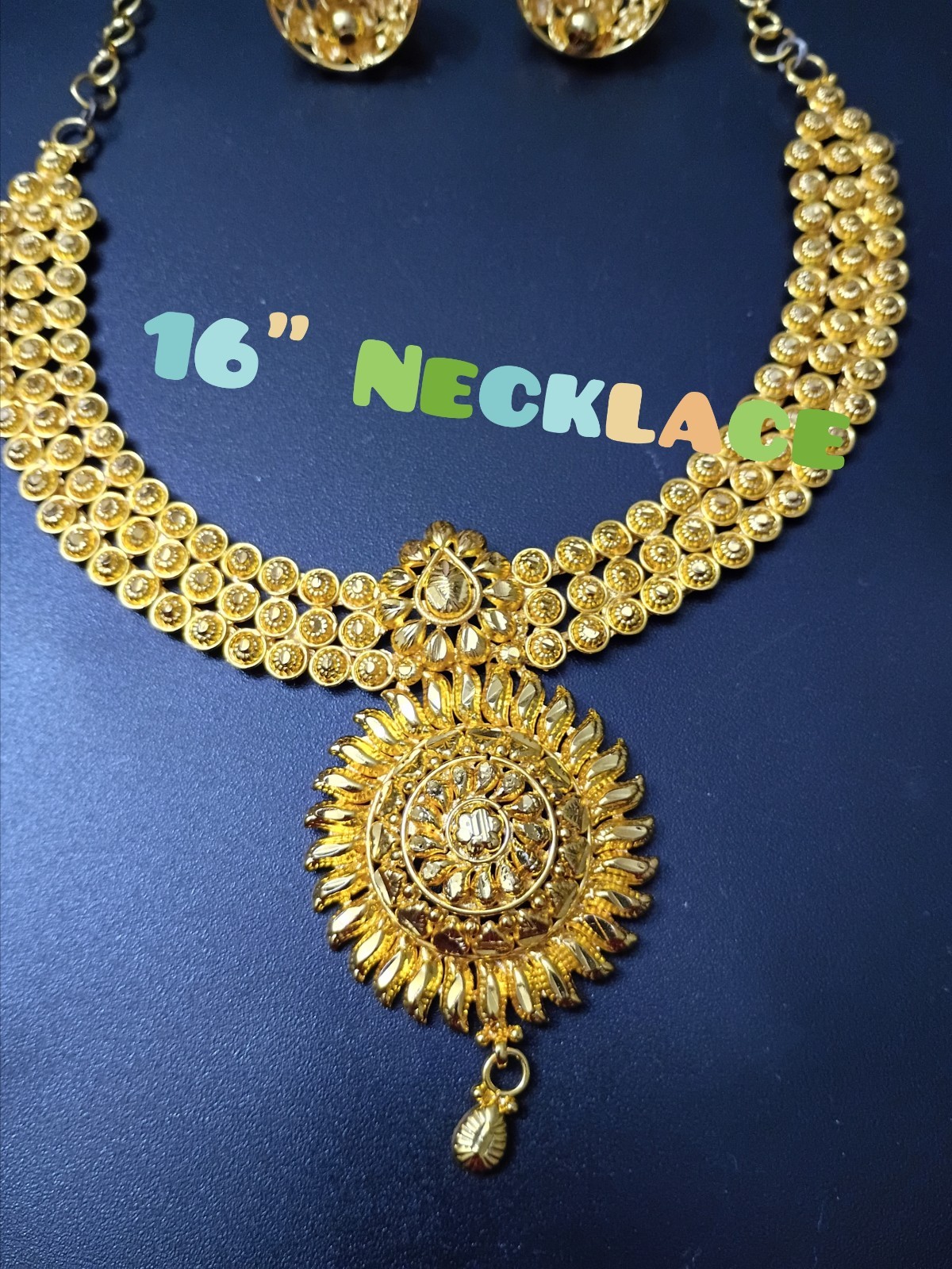 (2 Set) 22K Yellow Gold Plated Bollywood India Necklace & Earring Bells Jewelry