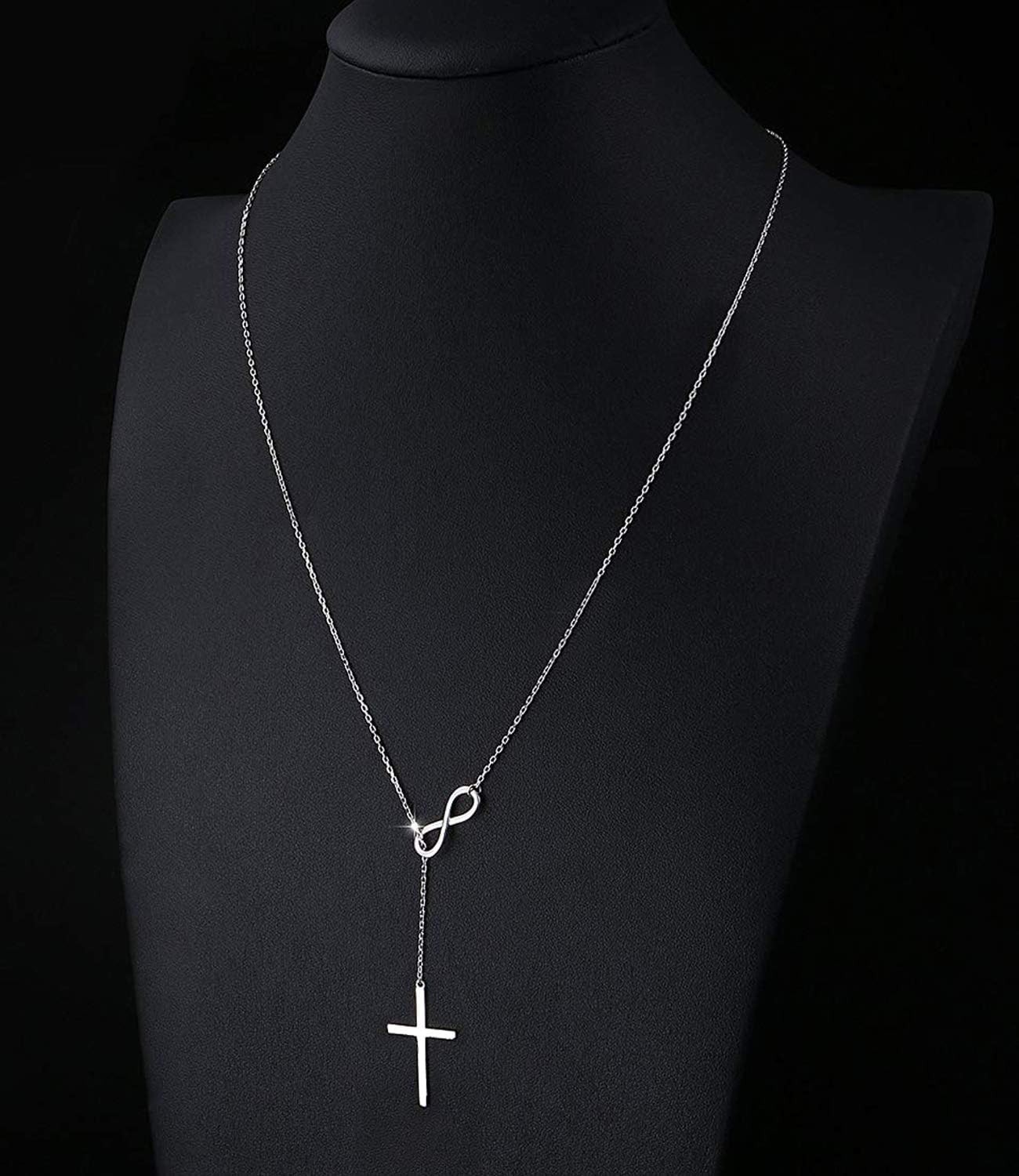 Nickel-Free Infinity Cross Necklace with Adjustable Chain – Lightweight Elegance