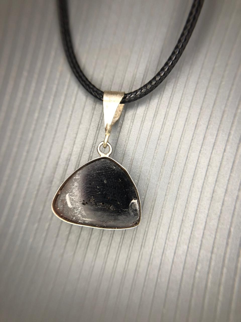 Natural Black Tourmaline Rose Cut Pendant Handmade Gemstone from Afghanistan